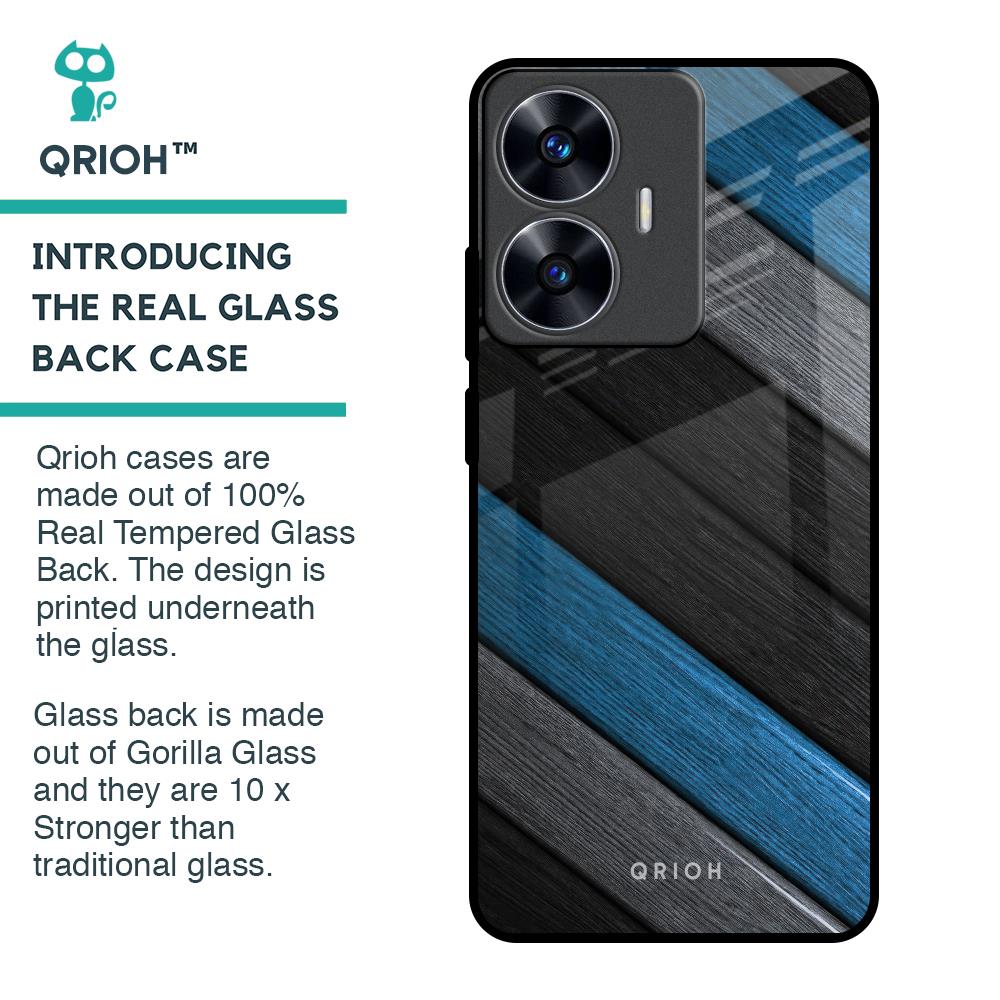Multicolor Wooden Effect Glass Case for Realme C55