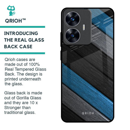 Multicolor Wooden Effect Glass Case for Realme C55