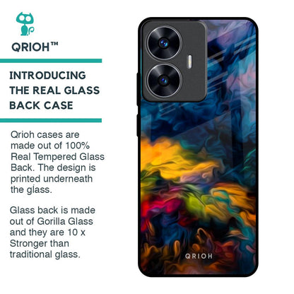 Multicolor Oil Painting Glass Case for Realme C55