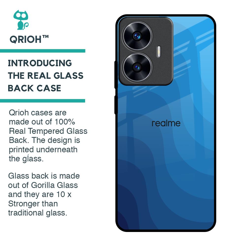 Blue Wave Abstract Glass Case for Realme C55