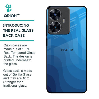 Blue Wave Abstract Glass Case for Realme C55