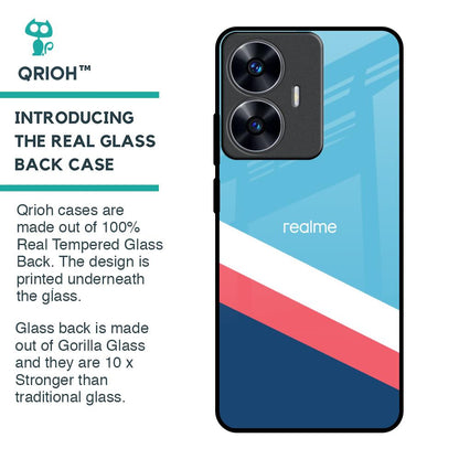 Pink & White Stripes Glass Case For Realme C55