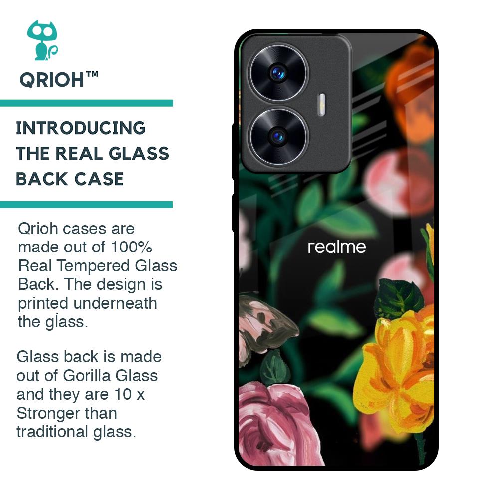 Flowers & Butterfly Glass Case for Realme C55