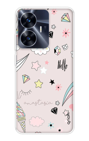 Unicorn Doodle Realme C55 Back Cover