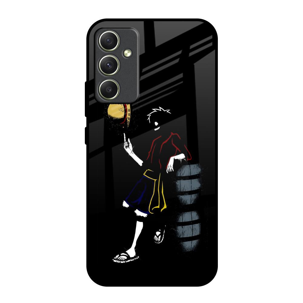 Luffy Line Art Samsung Galaxy A34 5G Glass Back Cover Online