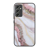 Pink & Gold Gllitter Marble Samsung Galaxy A34 5G Glass Back Cover Online