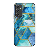 Turquoise Geometrical Marble Samsung Galaxy A34 5G Glass Back Cover Online