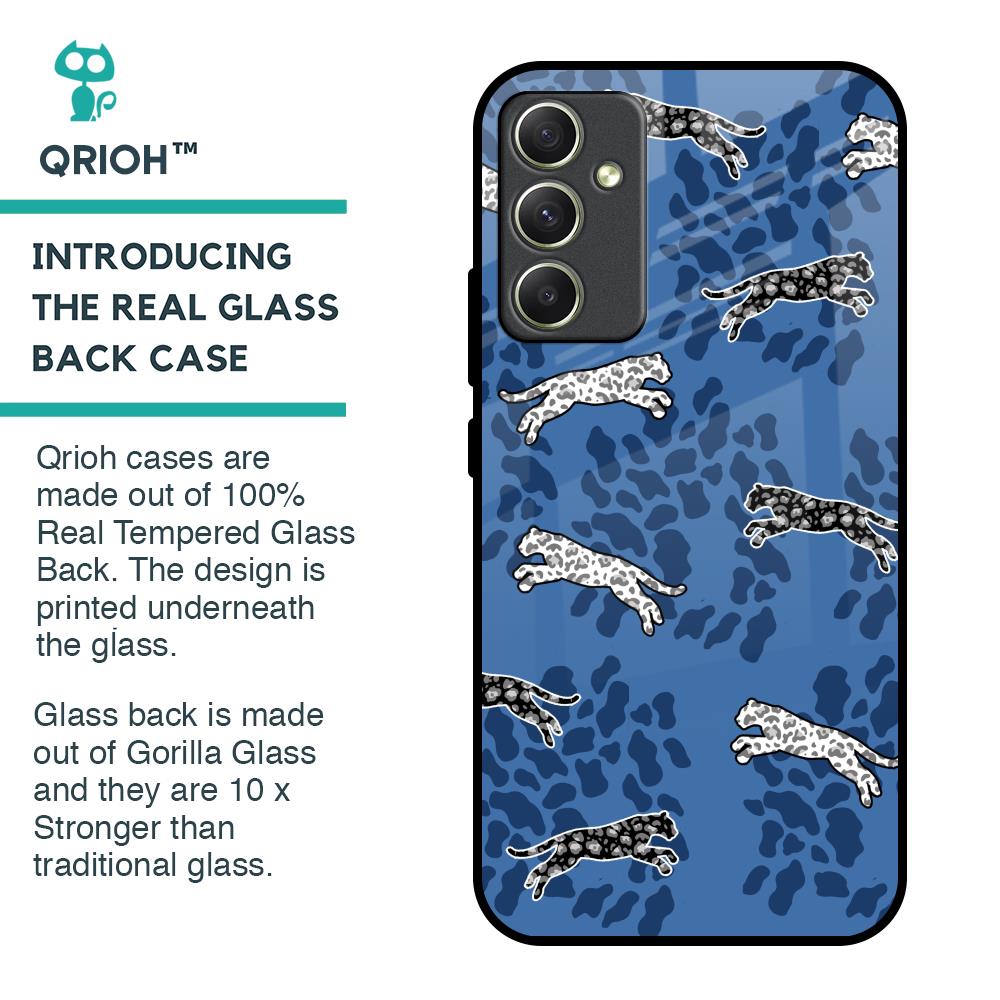 Blue Cheetah Glass Case for Samsung Galaxy A34 5G