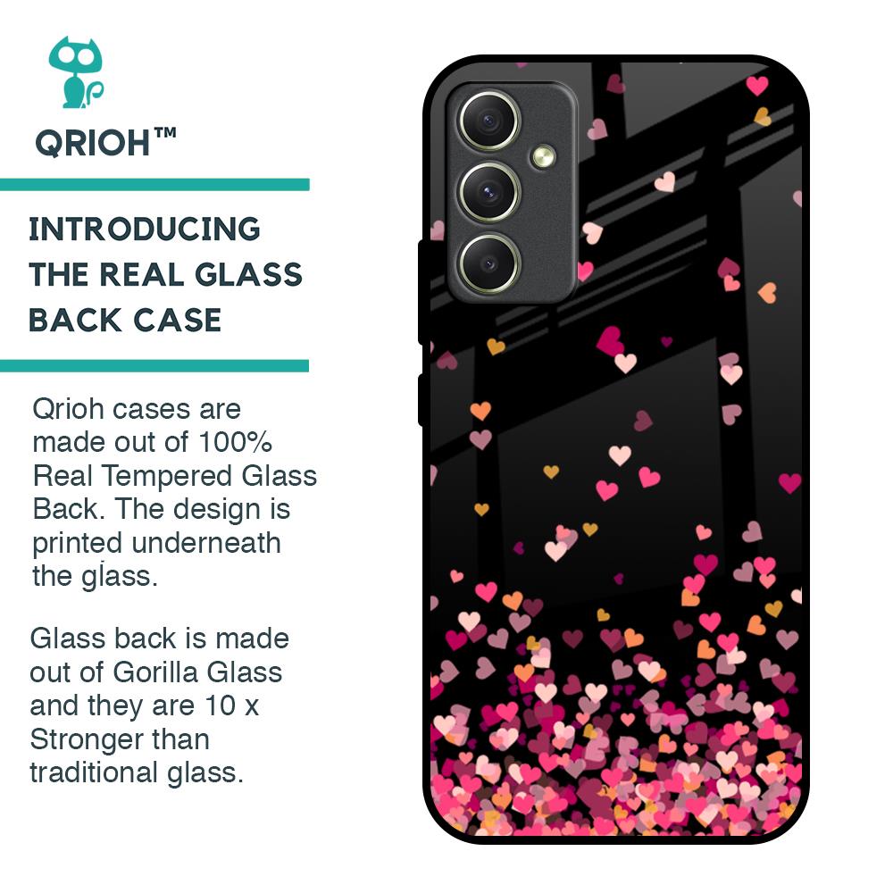 Heart Rain Fall Glass Case For Samsung Galaxy A34 5G