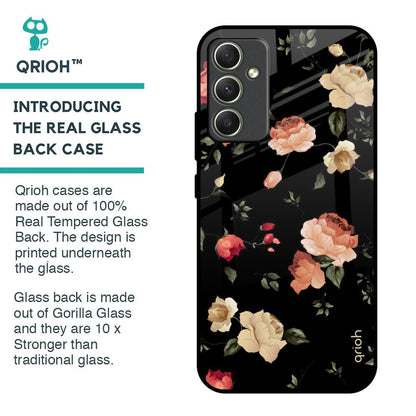 Black Spring Floral Glass Case for Samsung Galaxy A34 5G