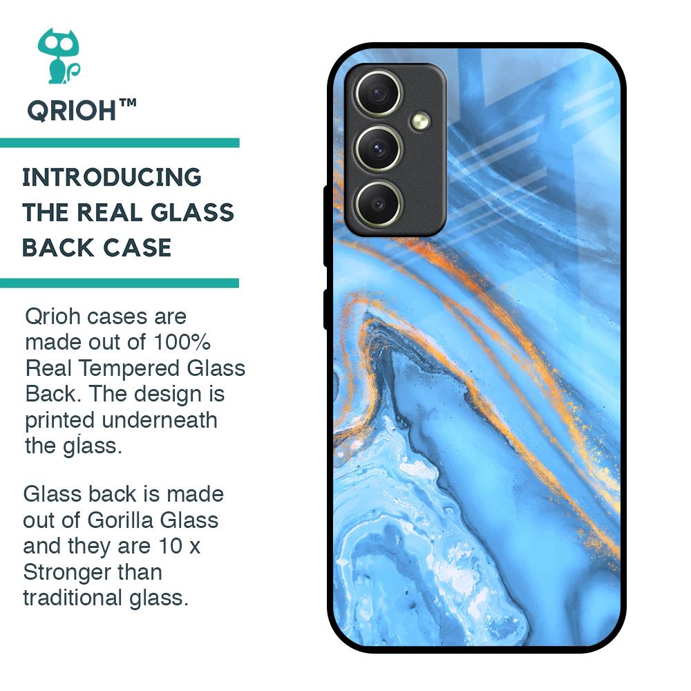 Vibrant Blue Marble Glass Case for Samsung Galaxy A34 5G