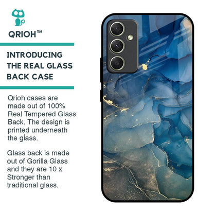 Blue Cool Marble Glass Case for Samsung Galaxy A34 5G