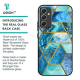 Turquoise Geometrical Marble Glass Case for Samsung Galaxy A34 5G