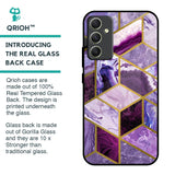 Purple Rhombus Marble Glass Case for Samsung Galaxy A34 5G