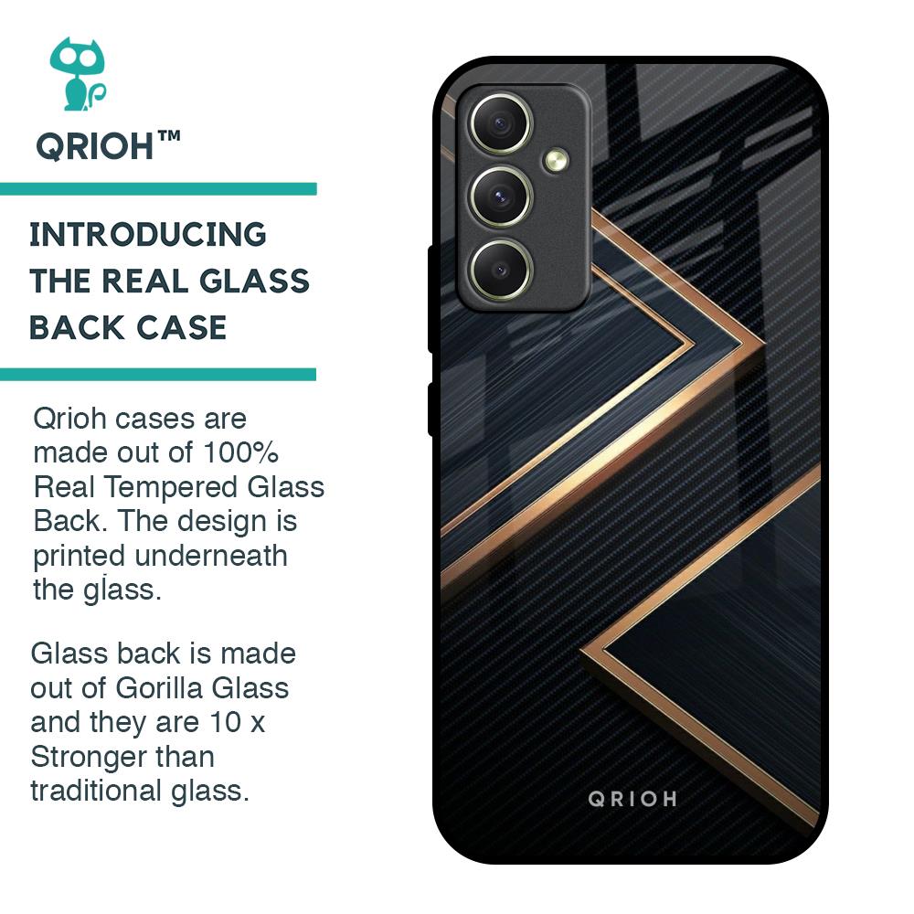 Sleek Golden & Navy Glass Case for Samsung Galaxy A34 5G