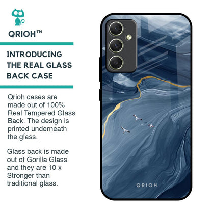 Deep Ocean Marble Glass Case for Samsung Galaxy A34 5G
