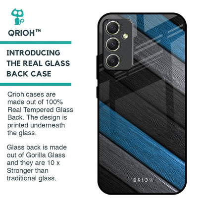 Multicolor Wooden Effect Glass Case for Samsung Galaxy A34 5G