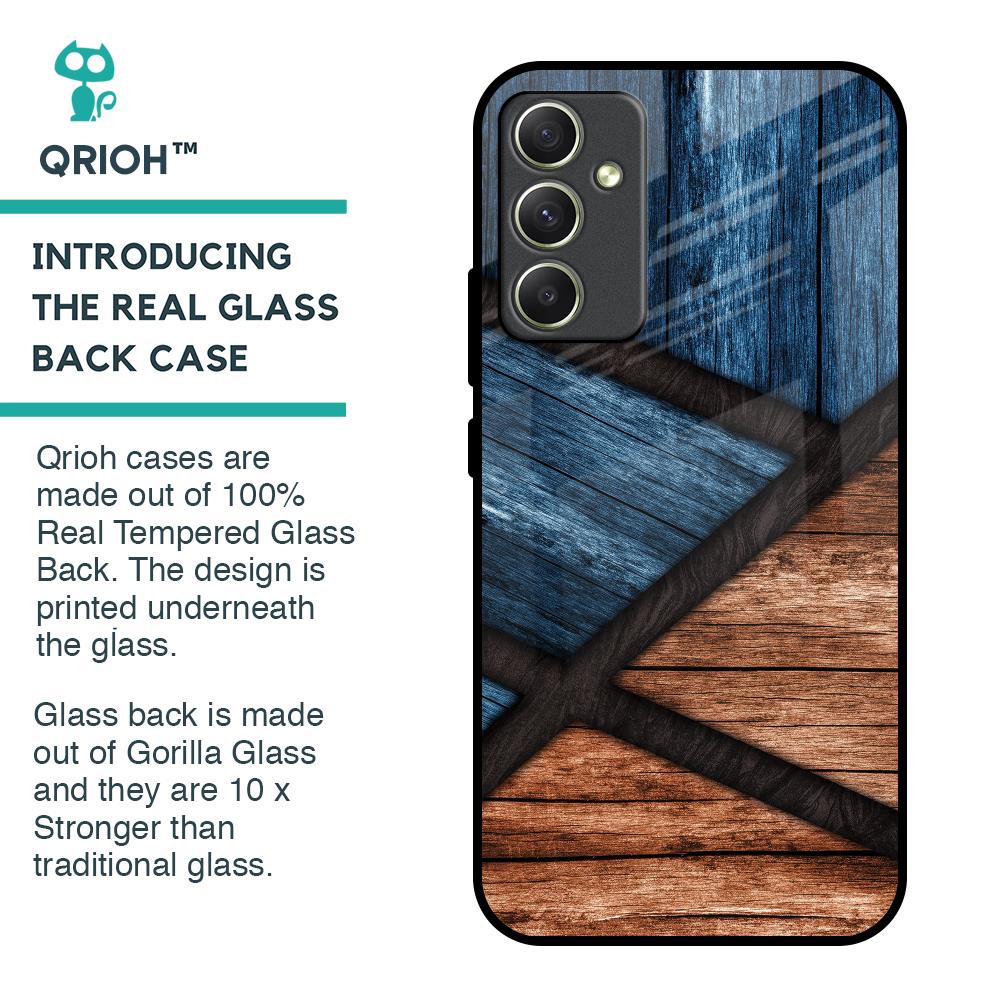 Wooden Tiles Glass Case for Samsung Galaxy A34 5G
