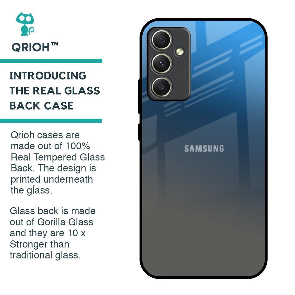 Blue Grey Ombre Glass Case for Samsung Galaxy A34 5G