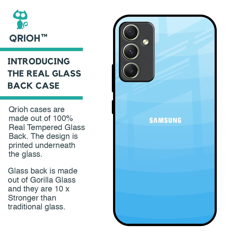 Wavy Blue Pattern Glass Case for Samsung Galaxy A34 5G