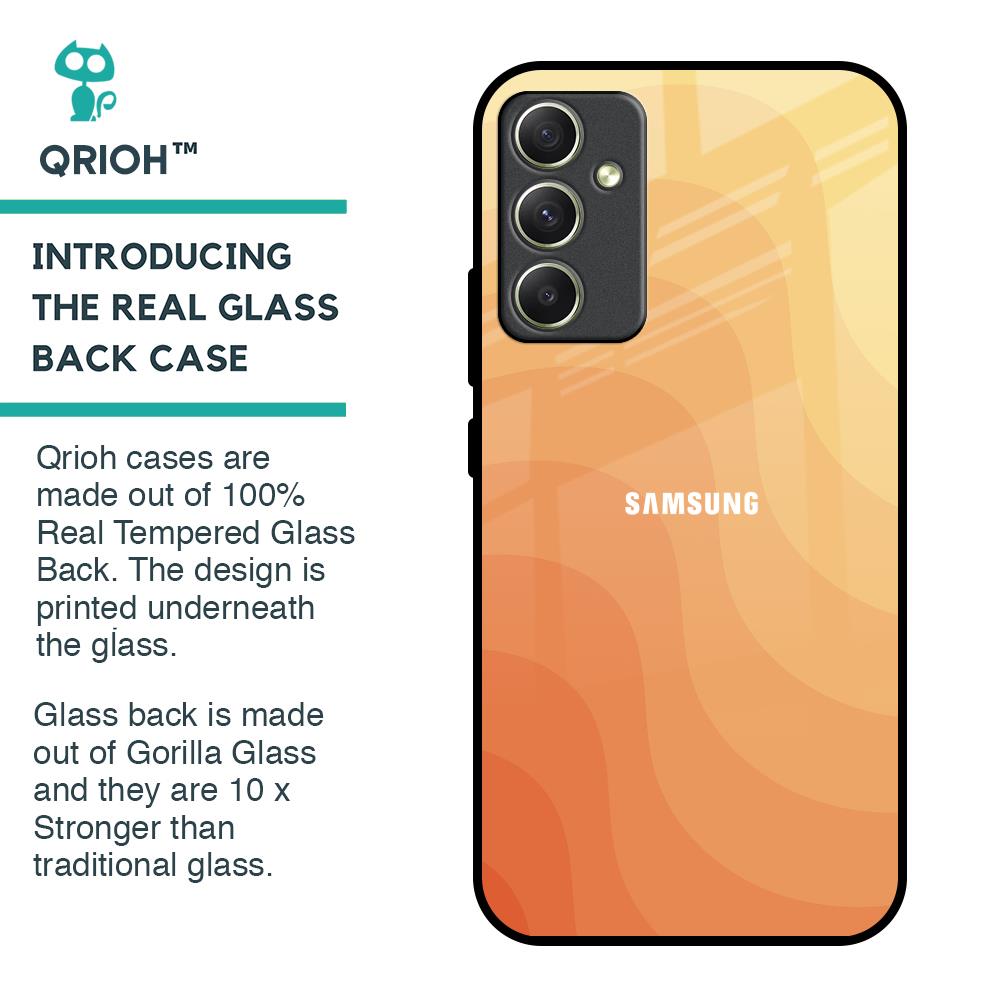 Orange Curve Pattern Glass Case for Samsung Galaxy A34 5G