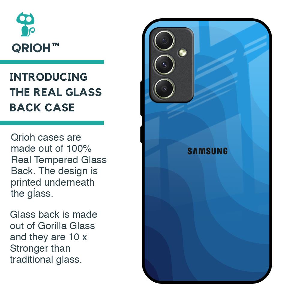 Blue Wave Abstract Glass Case for Samsung Galaxy A34 5G