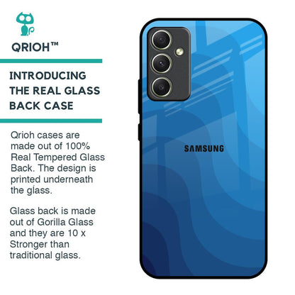Blue Wave Abstract Glass Case for Samsung Galaxy A34 5G