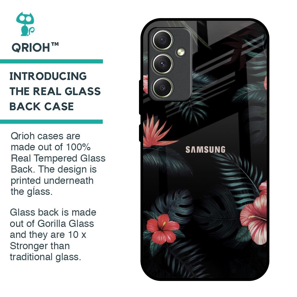 Tropical Art Flower Glass Case for Samsung Galaxy A34 5G