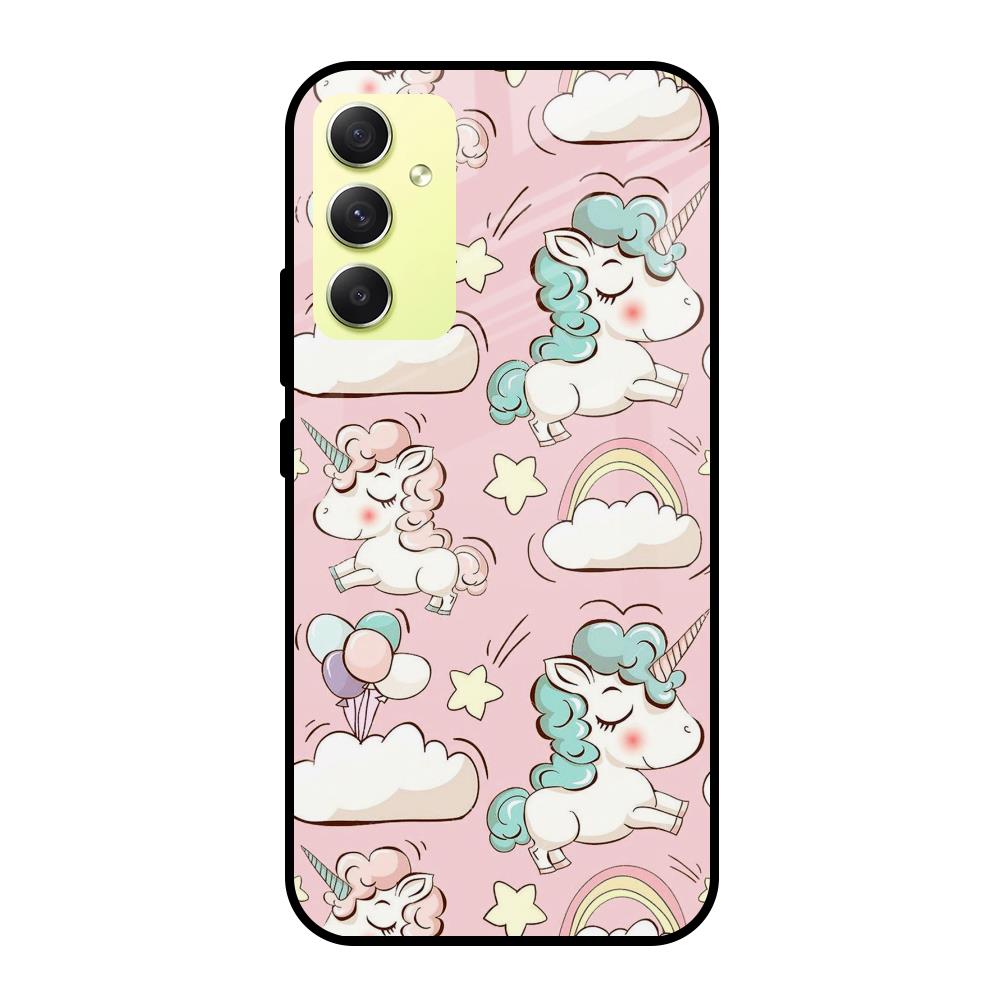 Balloon Unicorn Samsung Galaxy A34 5G Glass Cases & Covers Online
