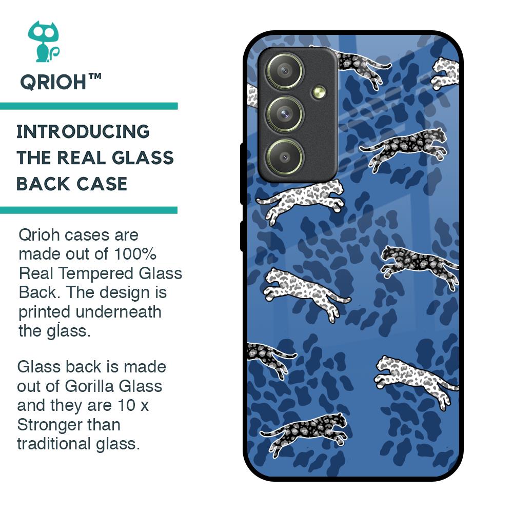 Blue Cheetah Glass Case for Samsung Galaxy A54 5G