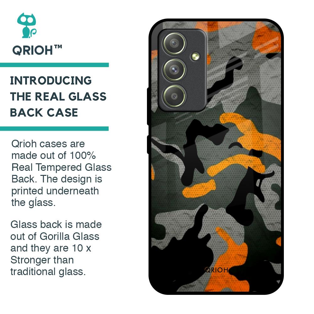 Camouflage Orange Glass Case For Samsung Galaxy A54 5G
