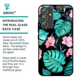 Tropical Leaves & Pink Flowers Glass Case for Samsung Galaxy A54 5G