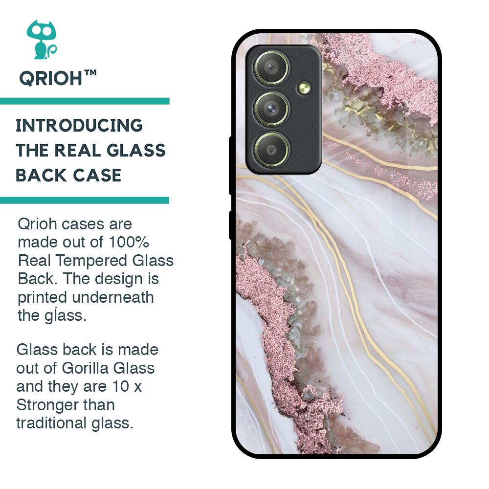 Pink & Gold Gllitter Marble Glass Case for Samsung Galaxy A54 5G