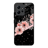 Floral Black Band Redmi Note 12 Glass Back Cover Online