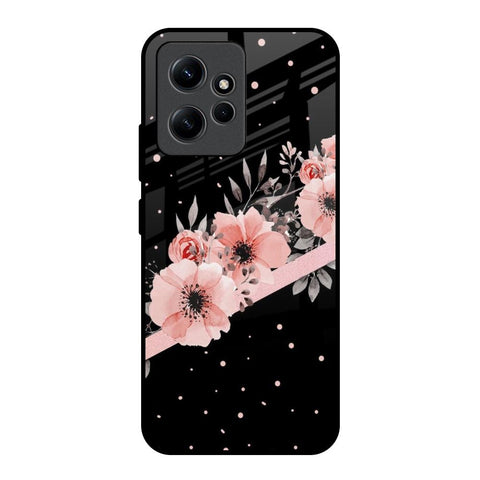 Floral Black Band Redmi Note 12 Glass Back Cover Online