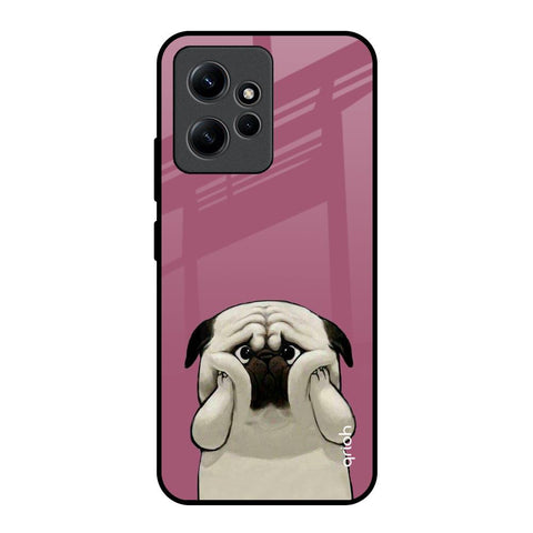 Funny Pug Face Redmi Note 12 Glass Back Cover Online
