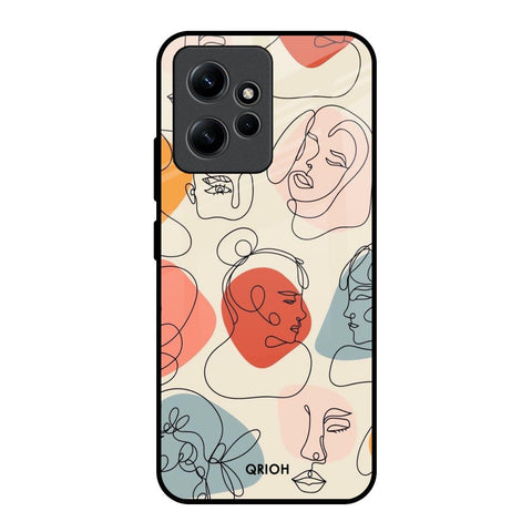 Abstract Faces Redmi Note 12 Glass Back Cover Online
