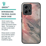 Pink And Grey Marble Glass Case For Redmi Note 12