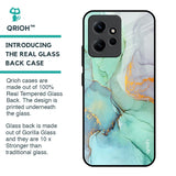 Green Marble Glass Case for Redmi Note 12