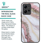 Pink & Gold Gllitter Marble Glass Case for Redmi Note 12