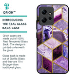 Purple Rhombus Marble Glass Case for Redmi Note 12