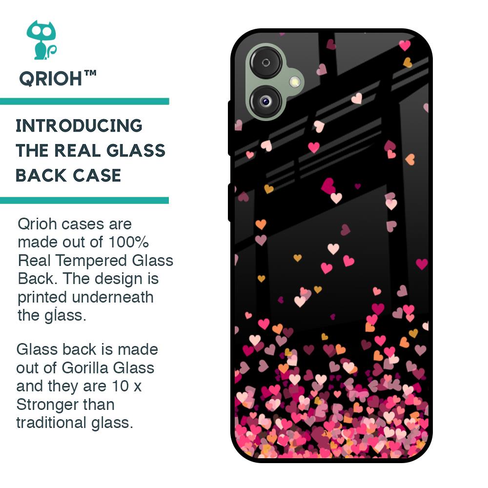 Heart Rain Fall Glass Case For Samsung Galaxy F14 5G