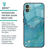 Blue Golden Glitter Glass Case for Samsung Galaxy F14 5G