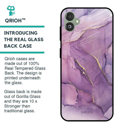 Purple Gold Marble Glass Case for Samsung Galaxy F14 5G