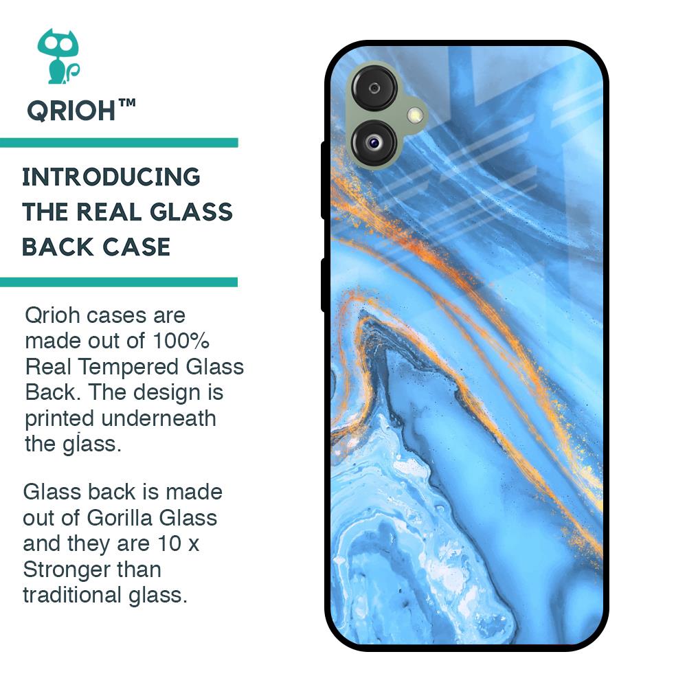 Vibrant Blue Marble Glass Case for Samsung Galaxy F14 5G
