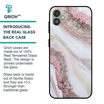Pink & Gold Gllitter Marble Glass Case for Samsung Galaxy F14 5G
