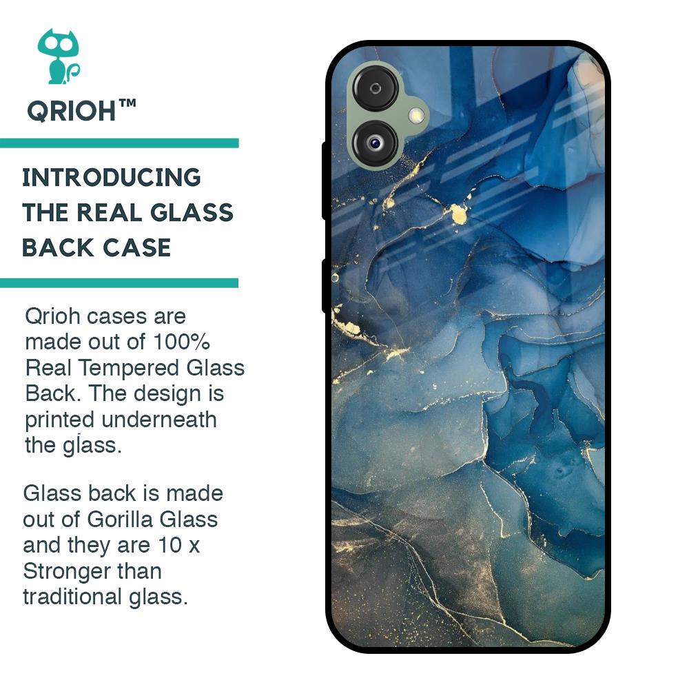 Blue Cool Marble Glass Case for Samsung Galaxy F14 5G
