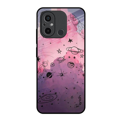 Space Doodles Redmi 12C Glass Back Cover Online