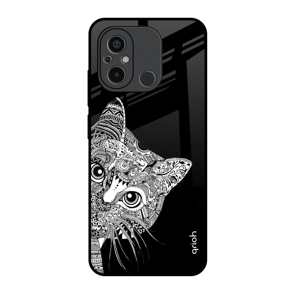 Kitten Mandala Redmi 12C Glass Back Cover Online
