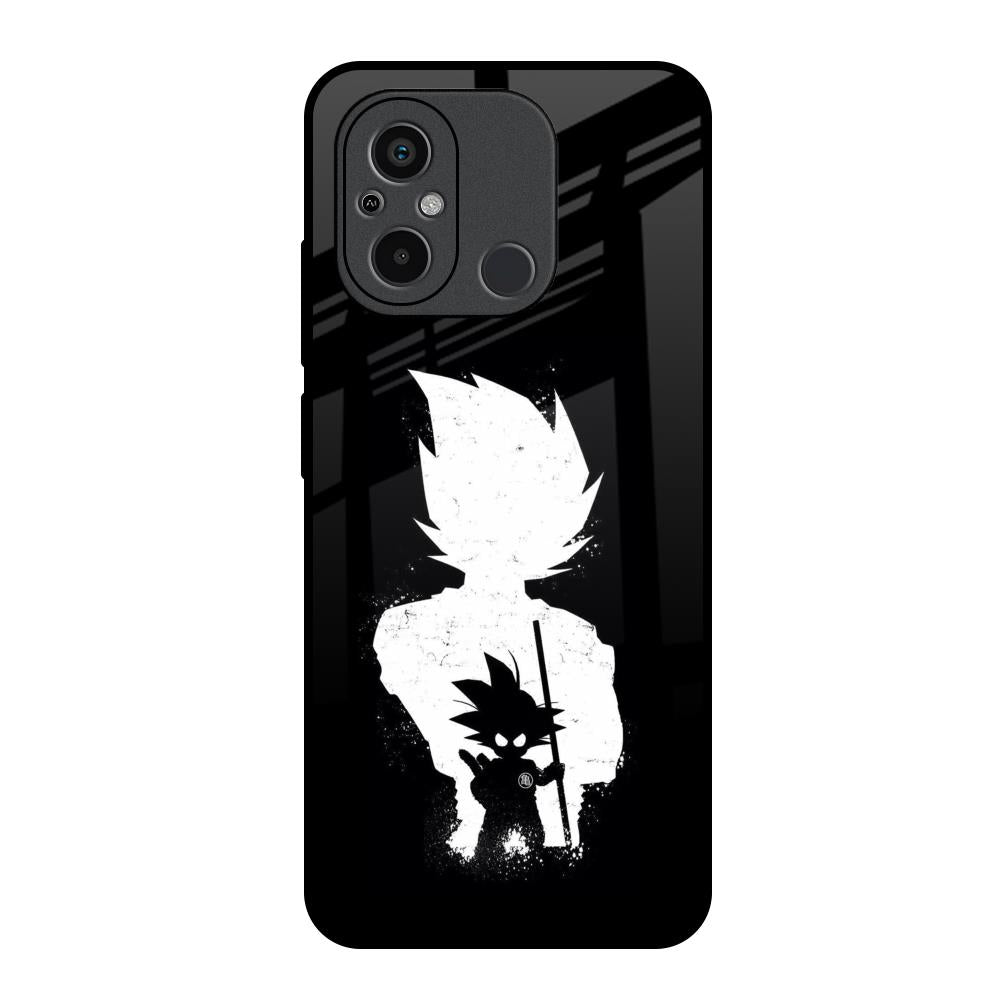 Monochrome Goku Redmi 12C Glass Back Cover Online